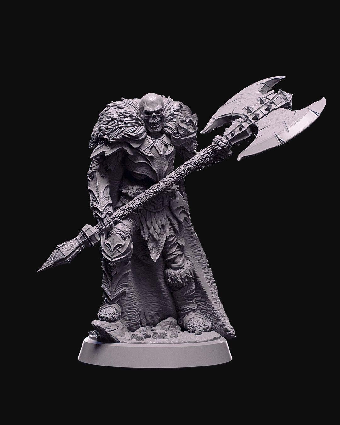 Skeleton Commander Miniature statue Unpainted | Undead Warrior Figure for DnD or Tabletop | 3D Printed Resin Skeleton Model