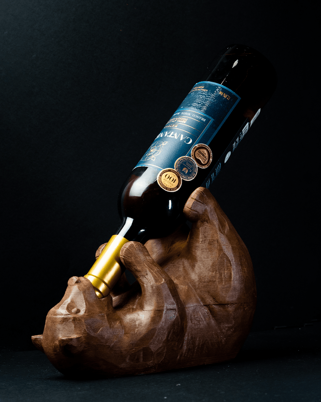 Bear Wine Bottle Holder – 3D Printed Home Bar Decor – Funny Animal Gift