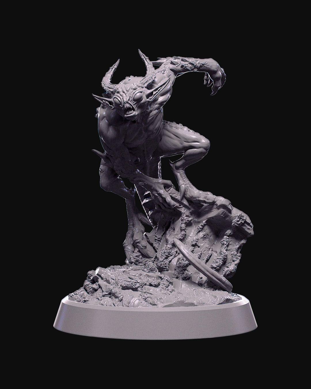 Demon Minion Miniature Unpainted | 3D Printed Fantasy Monster Figure | DnD Fiend Enemy | Resin & PLA Tabletop Miniature for Painting