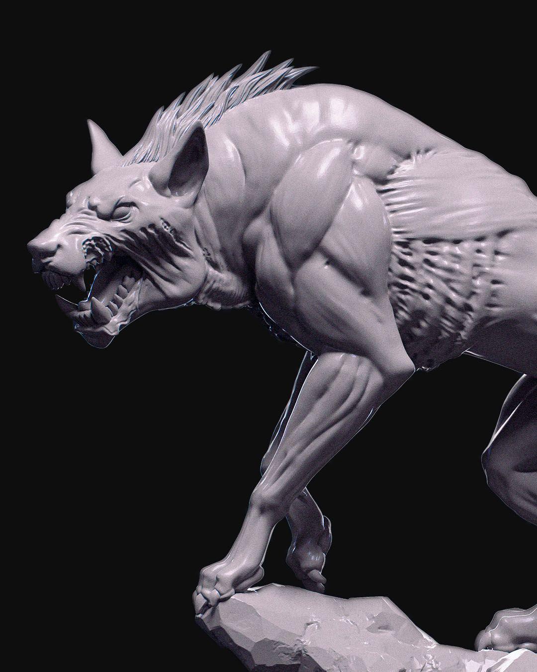 Hellhound Miniature Unpainted | 3D Printed Demon Dog Model for DnD or Tabletop | Paintable Fantasy Creature | Resin & PLA Miniature UK