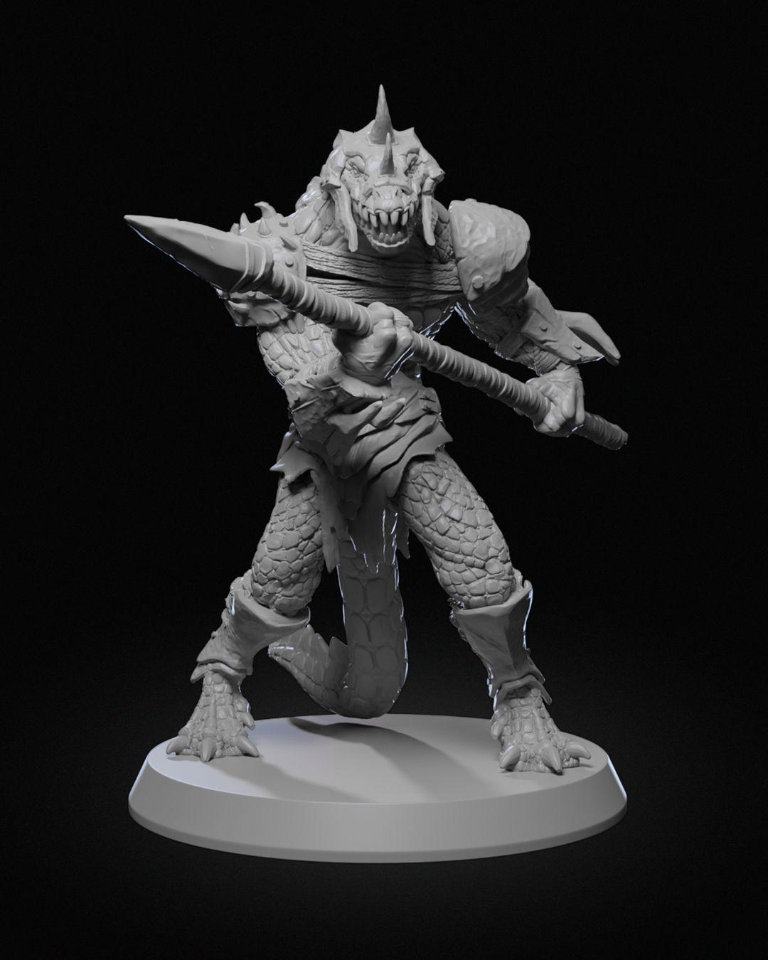 Arak Soldier Miniature Unpainted | 3D Printed Fantasy Reptile Warrior Model | DnD Monster Figure | Paintable Resin & PLA Miniature UK