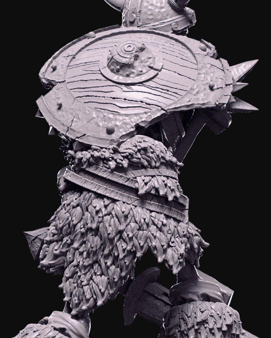 Skeleton Warrior Miniature Unpainted | 3D Printed Undead Figure for DnD or Wargames | Resin & PLA Fantasy Skeleton Model UK