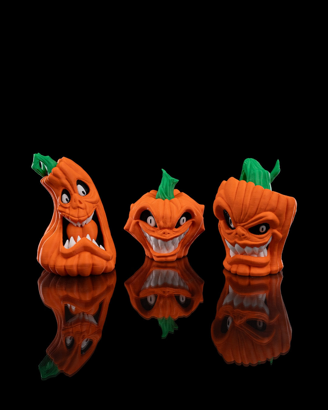 Fun-pkin Statues (Set of 3, 15 cm) – Halloween Desk Ornaments | Spooky Home Décor | Autumn Pumpkin Figurines
