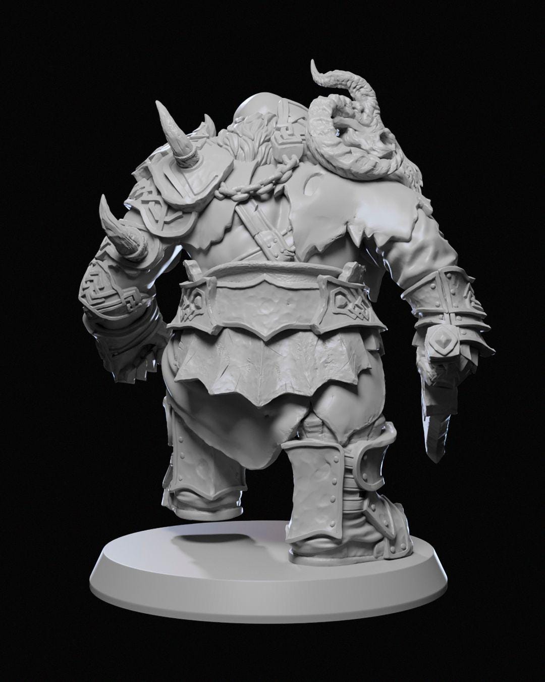 Barathur Stonefist Miniature Unpainted | 3D Printed Fantasy Warrior Model | DnD Hero or Mercenary Figure | Resin & PLA Miniature UK