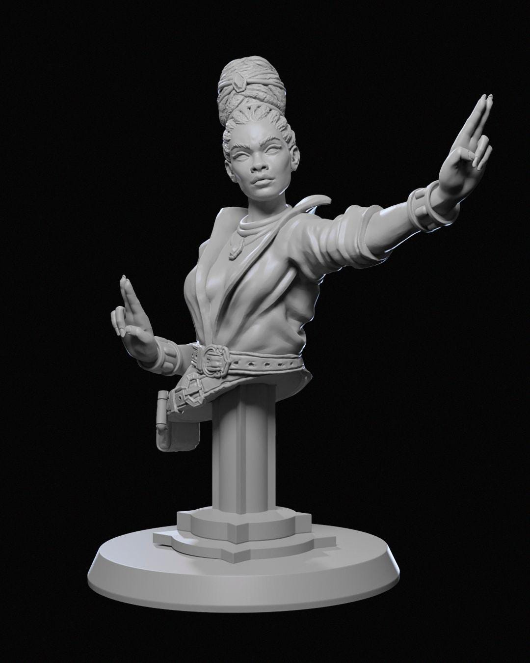 Maileen Trivana Miniature Unpainted | 3D Printed Fantasy Sorceress or Mage Model | DnD Female Spellcaster Figure | Resin Miniature UK