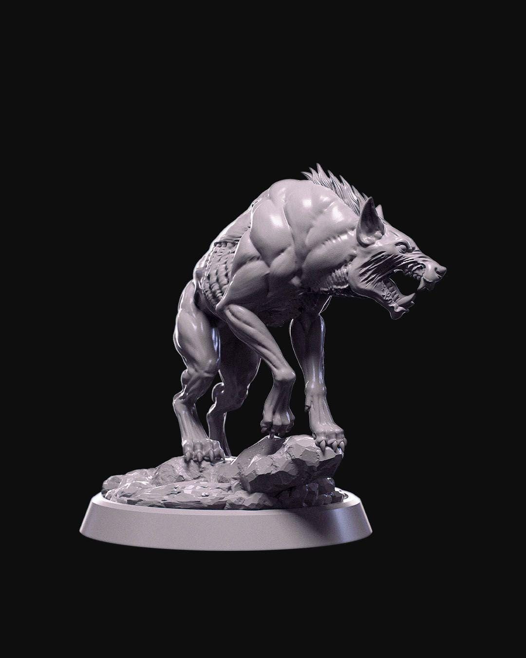 Hellhound Miniature Unpainted | 3D Printed Demon Dog Model for DnD or Tabletop | Paintable Fantasy Creature | Resin & PLA Miniature UK