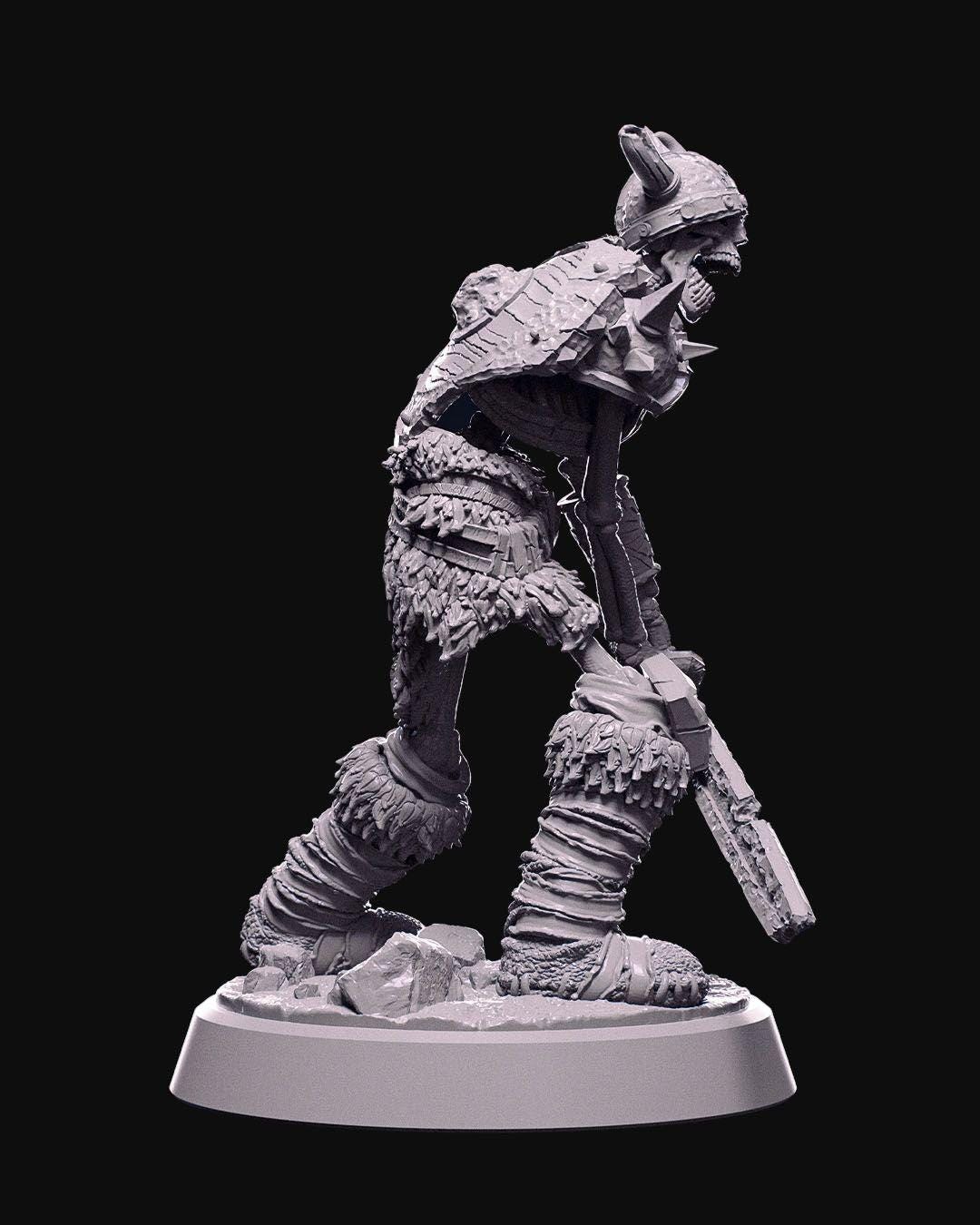 Skeleton Warrior Miniature Unpainted | 3D Printed Undead Figure for DnD or Wargames | Resin & PLA Fantasy Skeleton Model UK