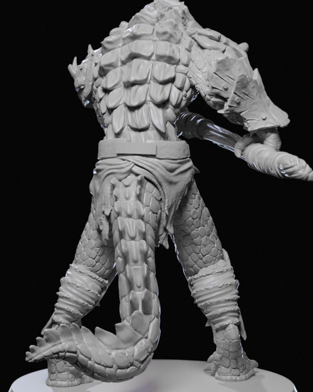 Arak Soldier Miniature 02 Unpainted | 3D Printed Fantasy Reptilian Warrior Figure | DnD Monster or Enemy Mini | Resin & PLA UK Model