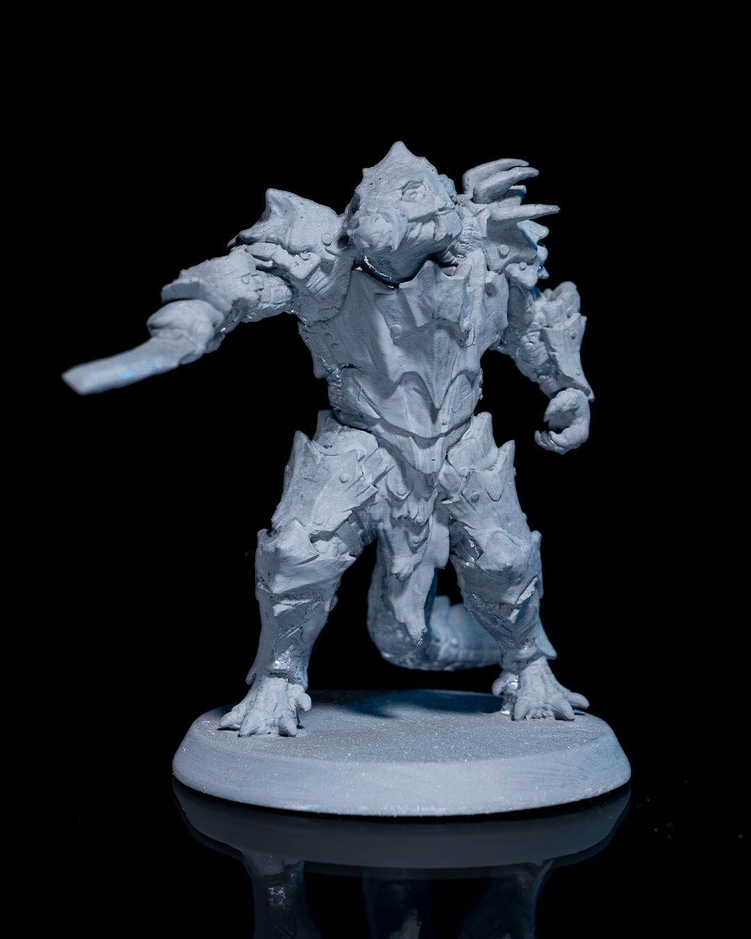 Arak General Burik Miniature Unpainted | 3D Printed Fantasy Reptilian Warlord Model | DnD Monster Boss Figure | Resin Miniature UK