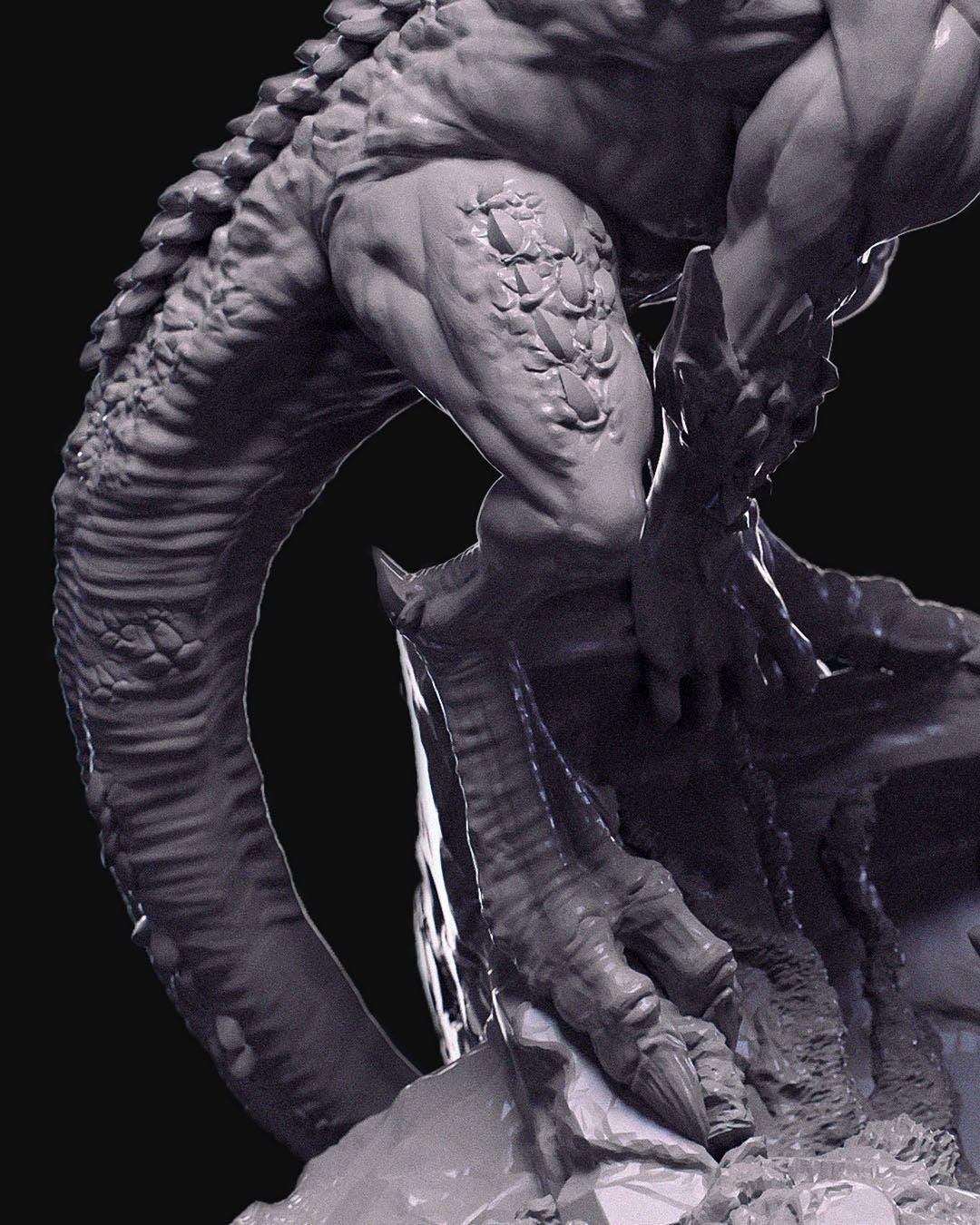 Demon Minion Miniature Unpainted | 3D Printed Fantasy Monster Figure | DnD Fiend Enemy | Resin & PLA Tabletop Miniature for Painting
