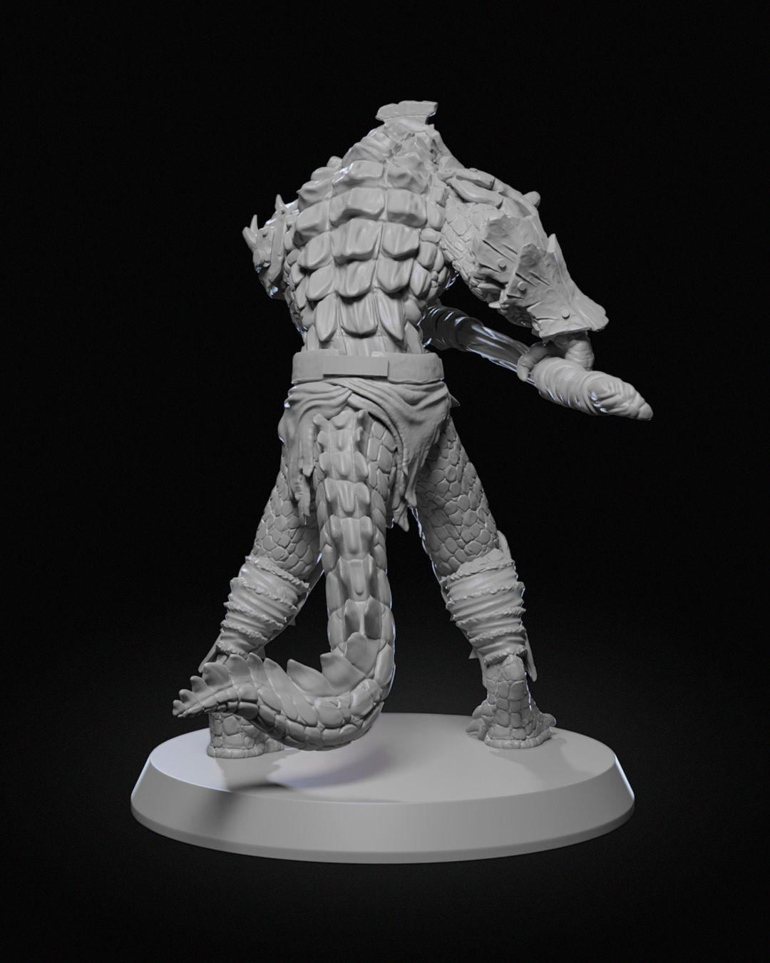 Arak Soldier Miniature 02 Unpainted | 3D Printed Fantasy Reptilian Warrior Figure | DnD Monster or Enemy Mini | Resin & PLA UK Model