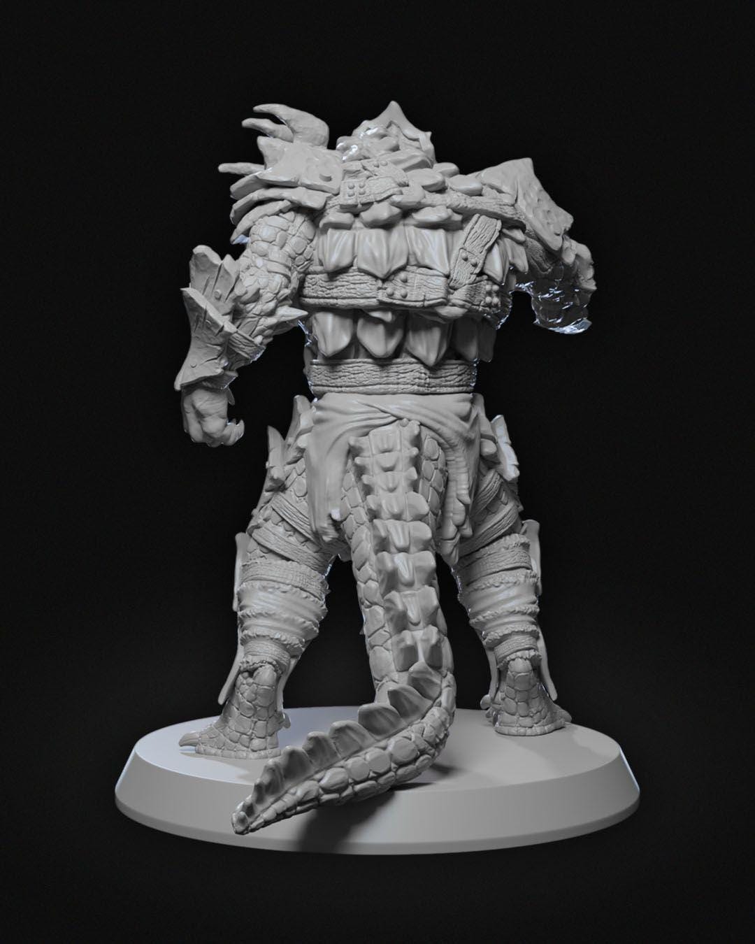 Arak General Burik Miniature Unpainted | 3D Printed Fantasy Reptilian Warlord Model | DnD Monster Boss Figure | Resin Miniature UK