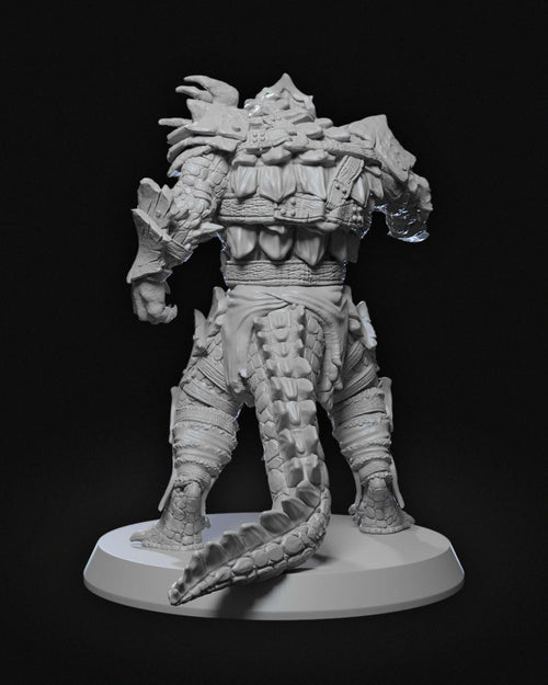 Arak General Burik Miniature Unpainted | 3D Printed Fantasy Reptilian Warlord Model | DnD Monster Boss Figure | Resin Miniature UK
