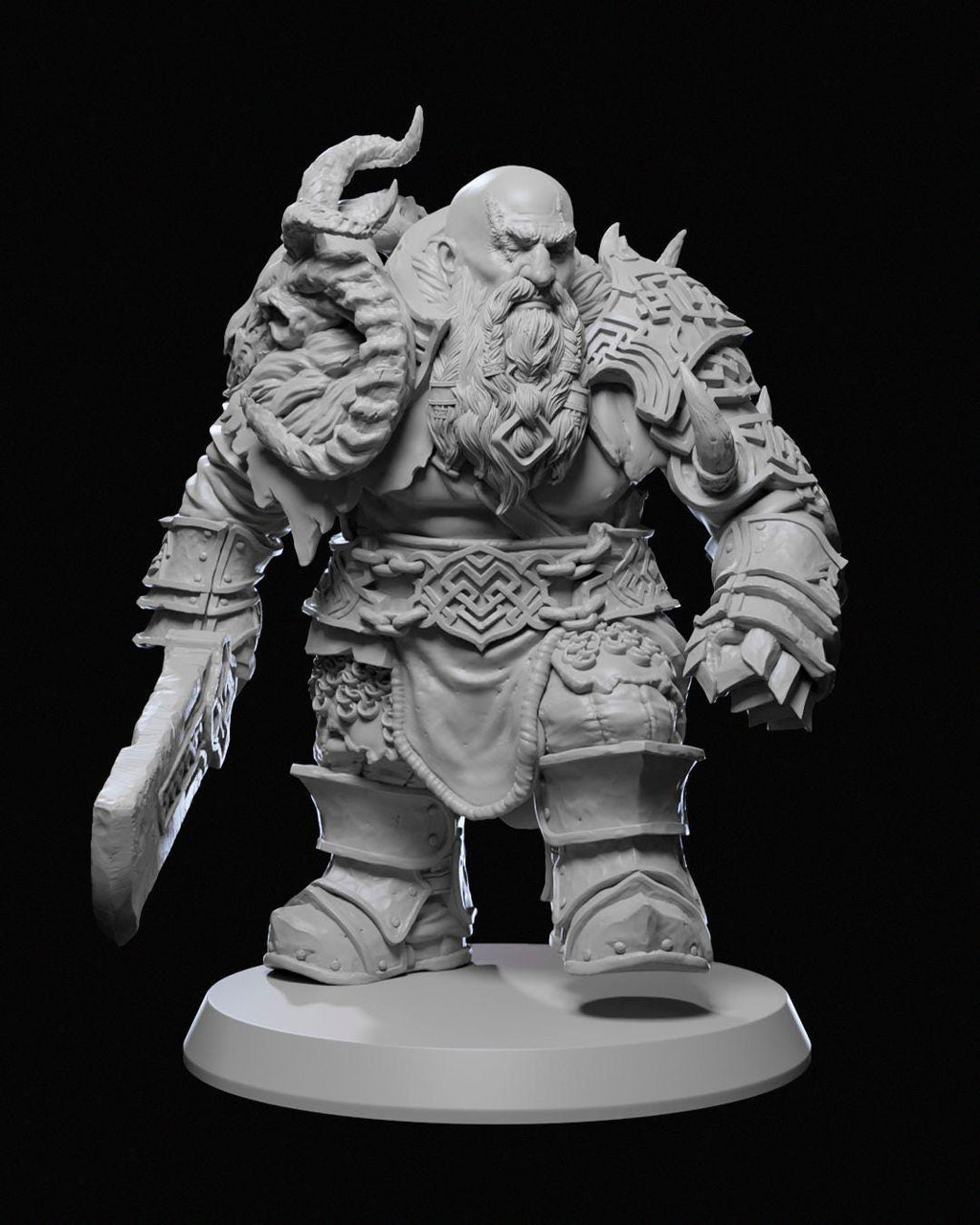 Barathur Stonefist Miniature Unpainted | 3D Printed Fantasy Warrior Model statue | DnD Hero or Mercenary Figure | Resin & PLA Miniature UK