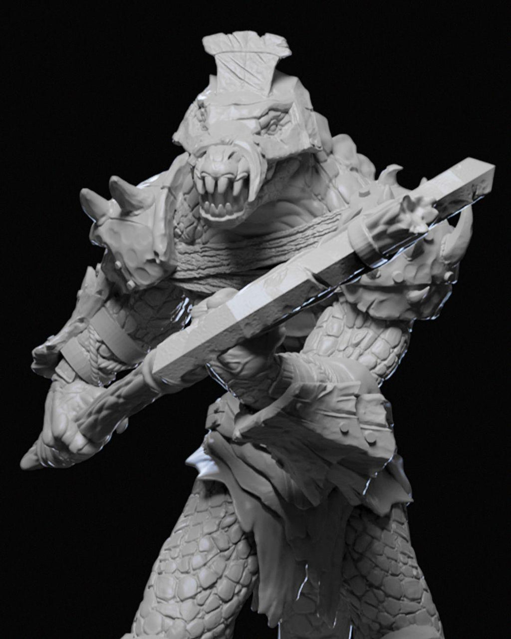 Arak Soldier Miniature 02 Unpainted | 3D Printed Fantasy Reptilian Warrior Figure statue | DnD Monster or Enemy Mini | Resin & PLA UK Model