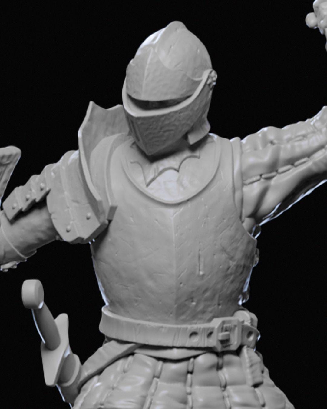 Ravenhold Guard Miniature 02 Unpainted | 3D Printed Fantasy City Guard Model | DnD Soldier or NPC Figure | Resin & PLA Miniature UK