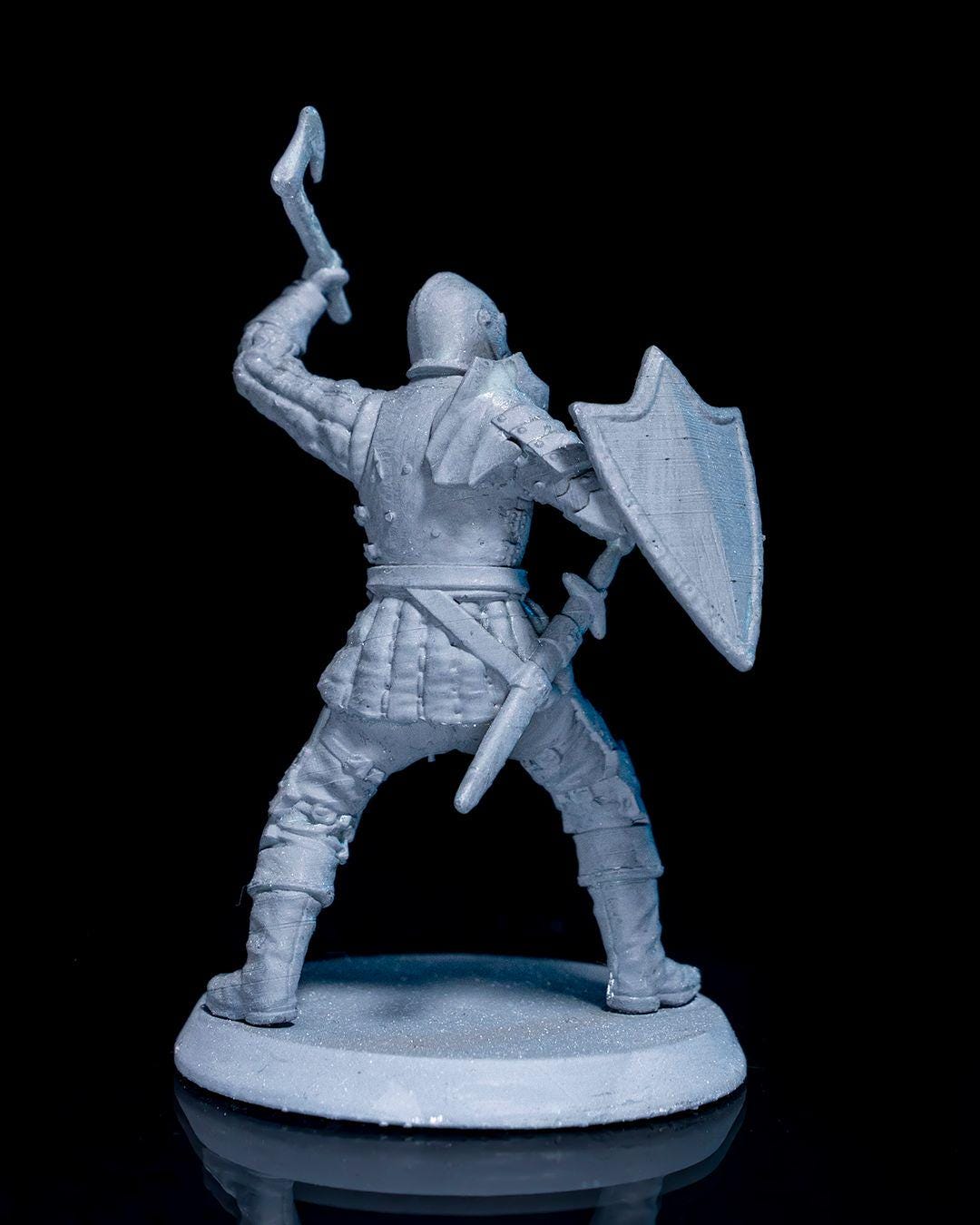 Ravenhold Guard Miniature 02 Unpainted | 3D Printed Fantasy City Guard Model | DnD Soldier or NPC Figure | Resin & PLA Miniature UK