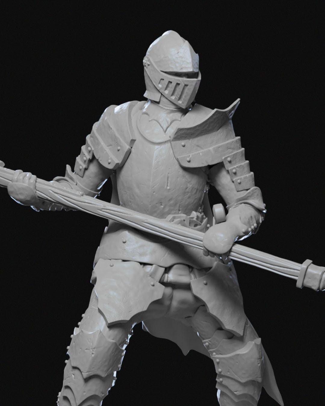 Ravenhold Knight Miniature Unpainted | 3D Printed Fantasy Armoured Warrior | DnD Hero Figure | Resin & PLA Paintable Miniature UK