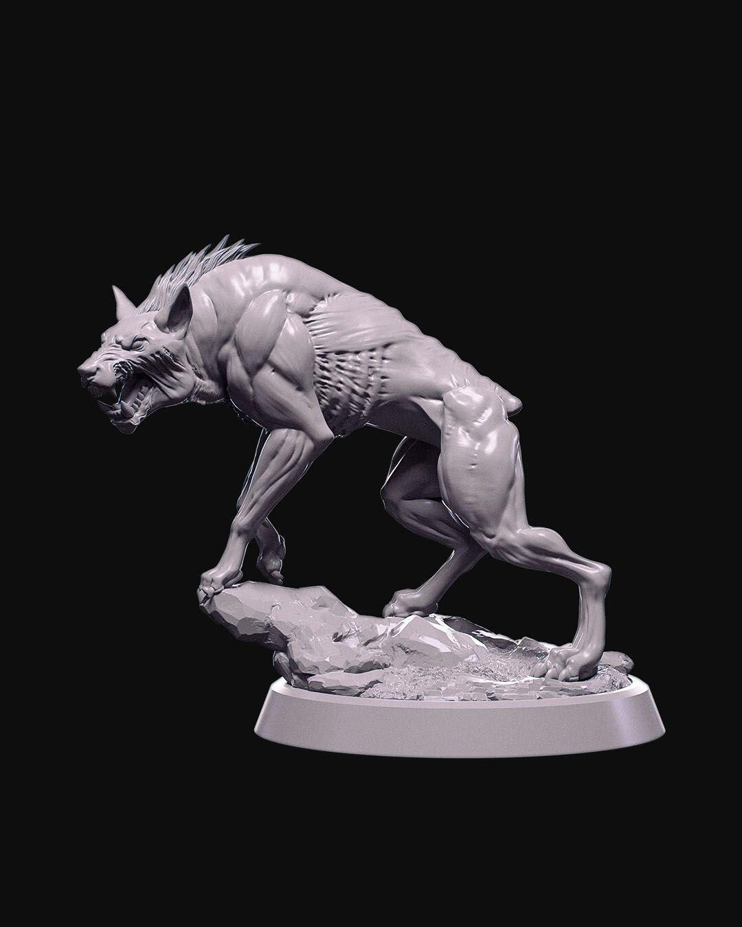 Hellhound Miniature Unpainted | 3D Printed Demon Dog Model for DnD or Tabletop | Paintable Fantasy Creature | Resin & PLA Miniature UK