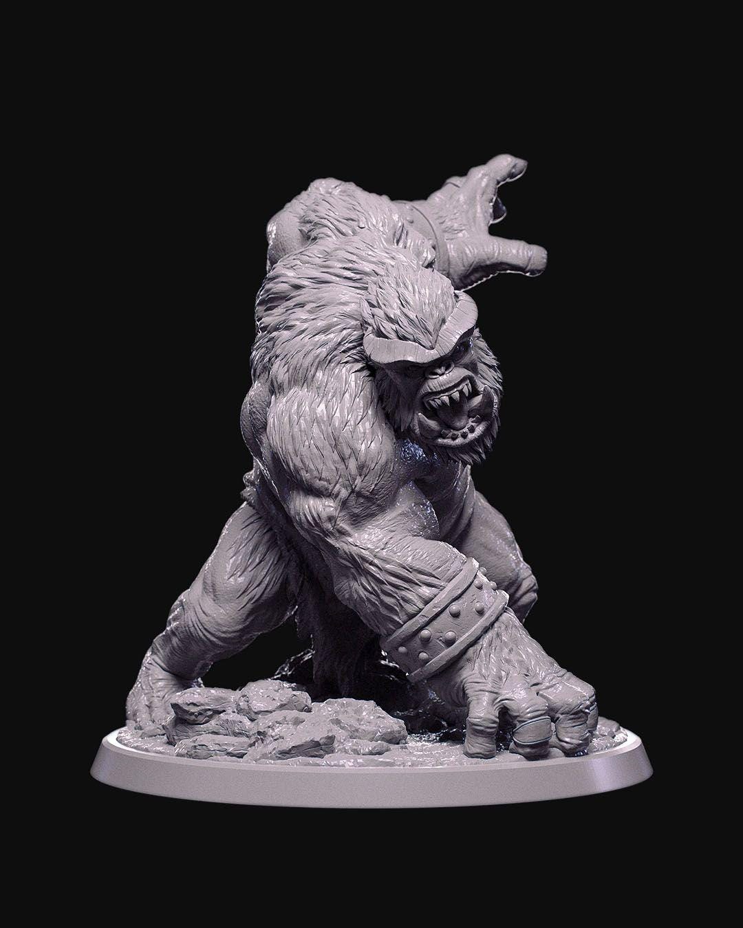 Demon Brute Miniature Unpainted | Large Fantasy Monster Figure for DnD or Wargaming | 3D Printed Resin & PLA Demon | Paintable Boss Model