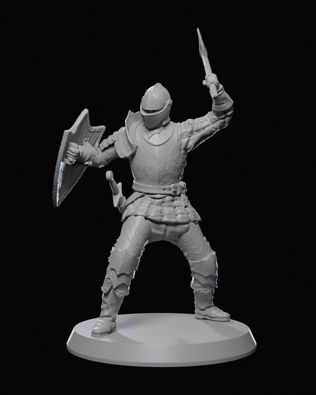 Ravenhold Guard Miniature 02 Unpainted | 3D Printed Fantasy City Guard Model statue | DnD Soldier or NPC Figure | Resin & PLA Miniature UK
