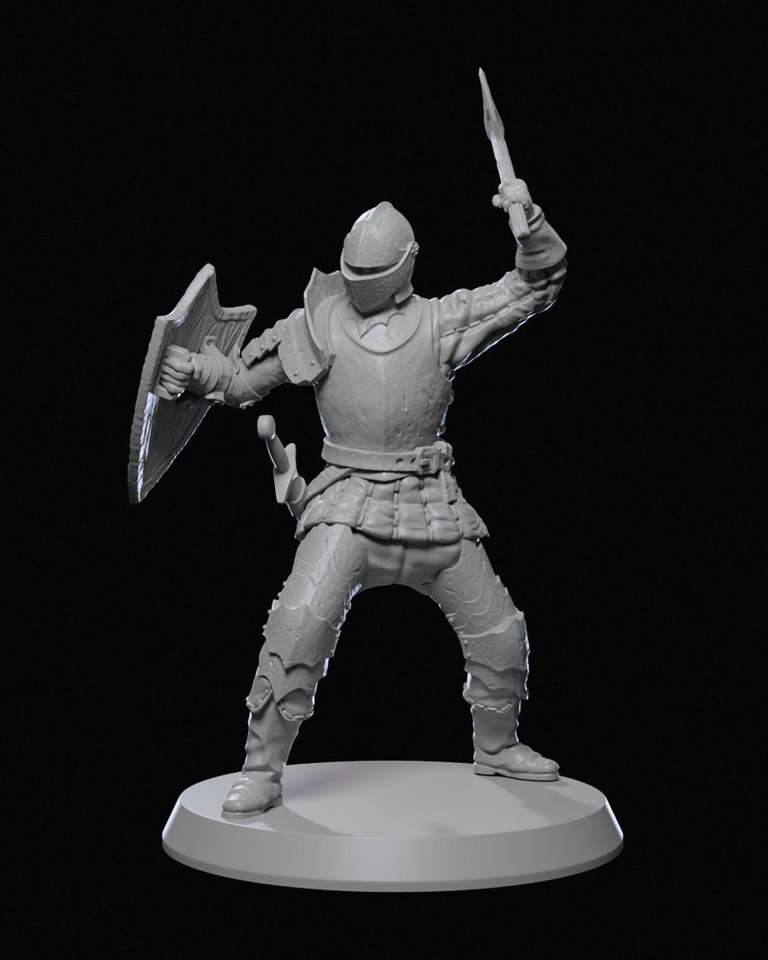 Ravenhold Guard Miniature 02 Unpainted | 3D Printed Fantasy City Guard Model | DnD Soldier or NPC Figure | Resin & PLA Miniature UK