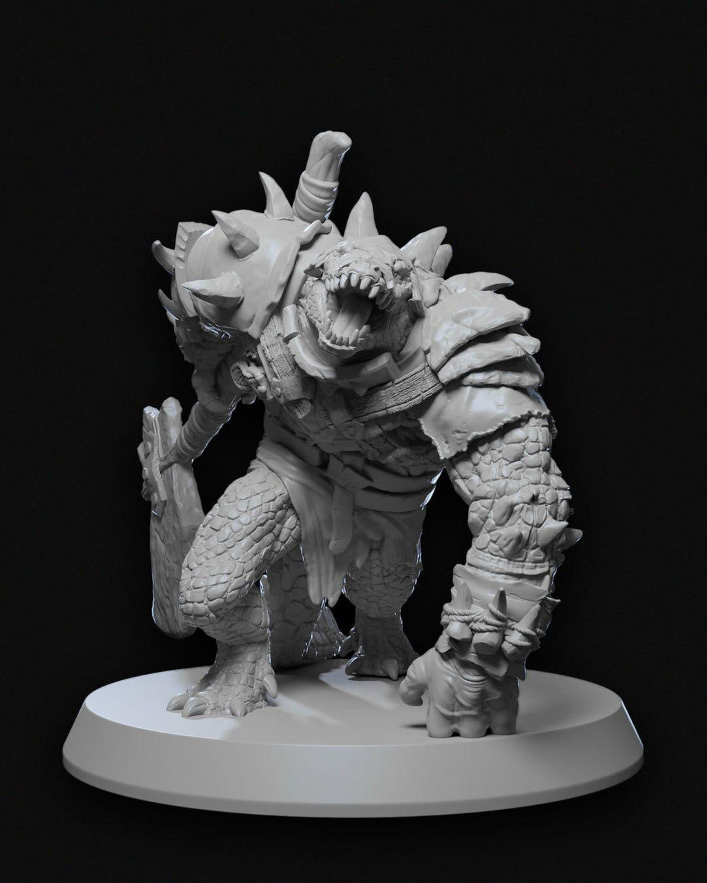 Arak Chief Miniature Unpainted | 3D Printed Reptilian Tribal Leader Model | DnD Lizardfolk Boss Figure | Resin & PLA Miniature UK