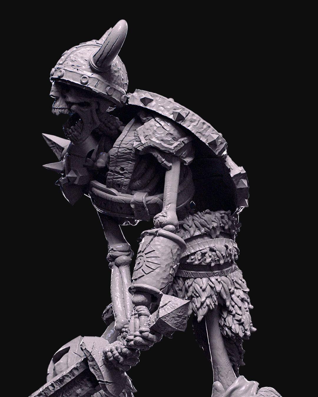 Skeleton Warrior Miniature Unpainted | 3D Printed Undead Figure for DnD or Wargames | Resin & PLA Fantasy Skeleton Model UK
