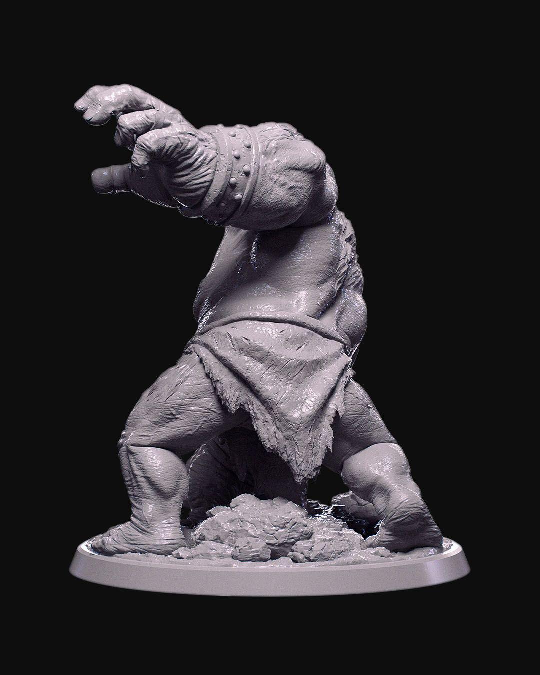 Demon Brute Miniature Unpainted | Large Fantasy Monster Figure for DnD or Wargaming | 3D Printed Resin & PLA Demon | Paintable Boss Model
