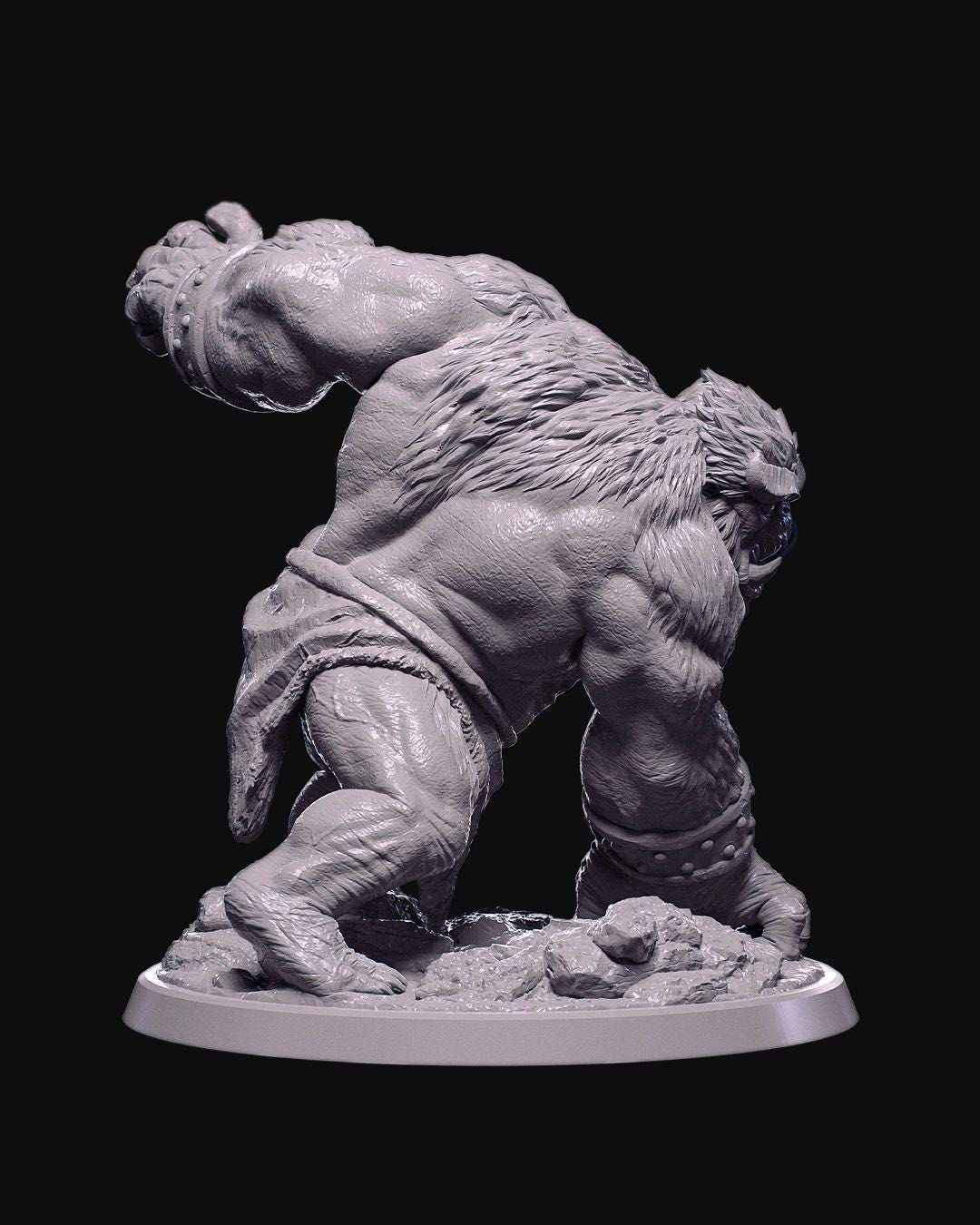 Demon Brute Miniature Unpainted | Large Fantasy Monster Figure for DnD or Wargaming | 3D Printed Resin & PLA Demon | Paintable Boss Model