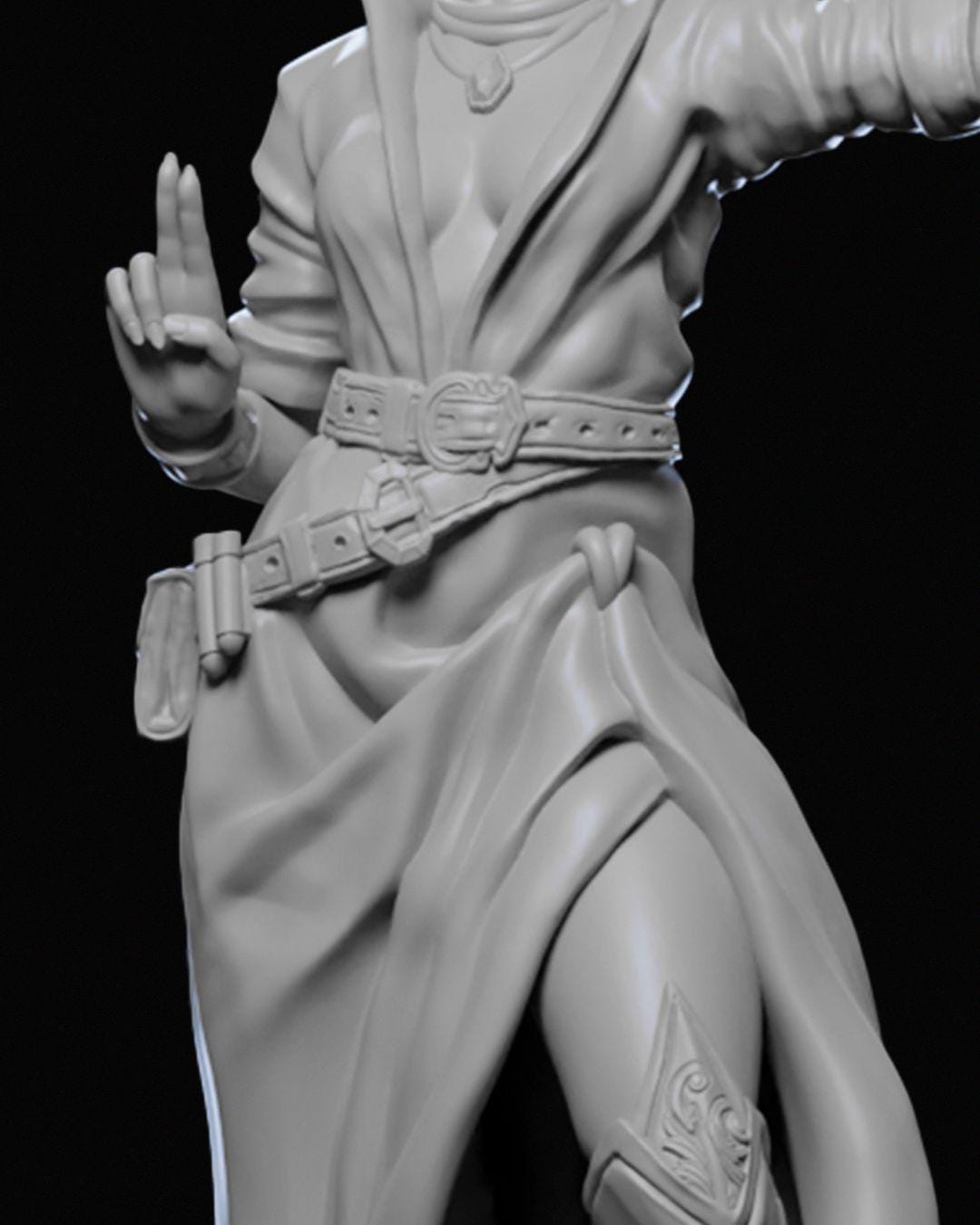 Maileen Trivana Miniature Unpainted | 3D Printed Fantasy Sorceress or Mage Model | DnD Female Spellcaster Figure | Resin Miniature UK