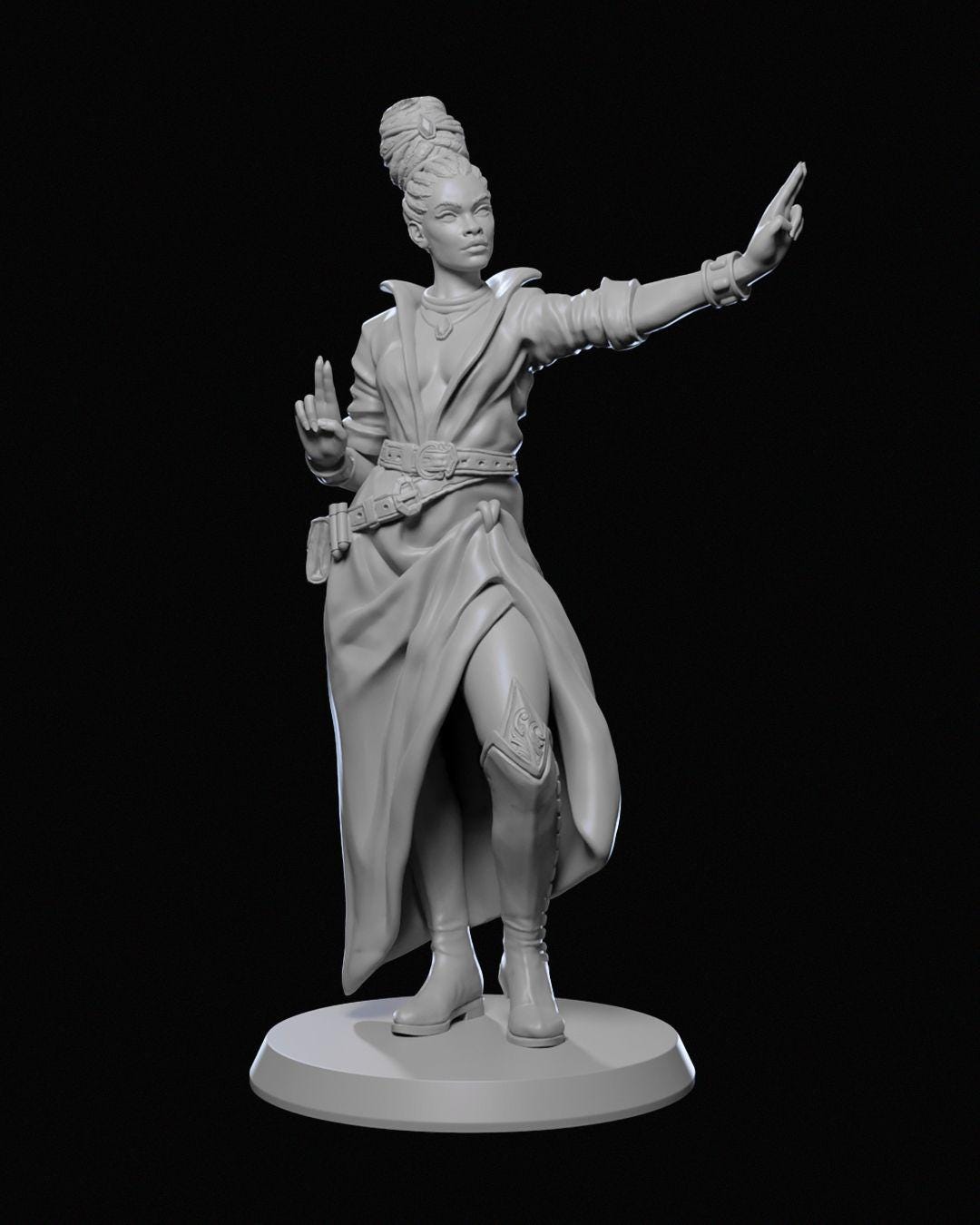 Maileen Trivana Miniature Unpainted | 3D Printed Fantasy Sorceress or Mage Model | DnD Female Spellcaster Figure | Resin Miniature UK