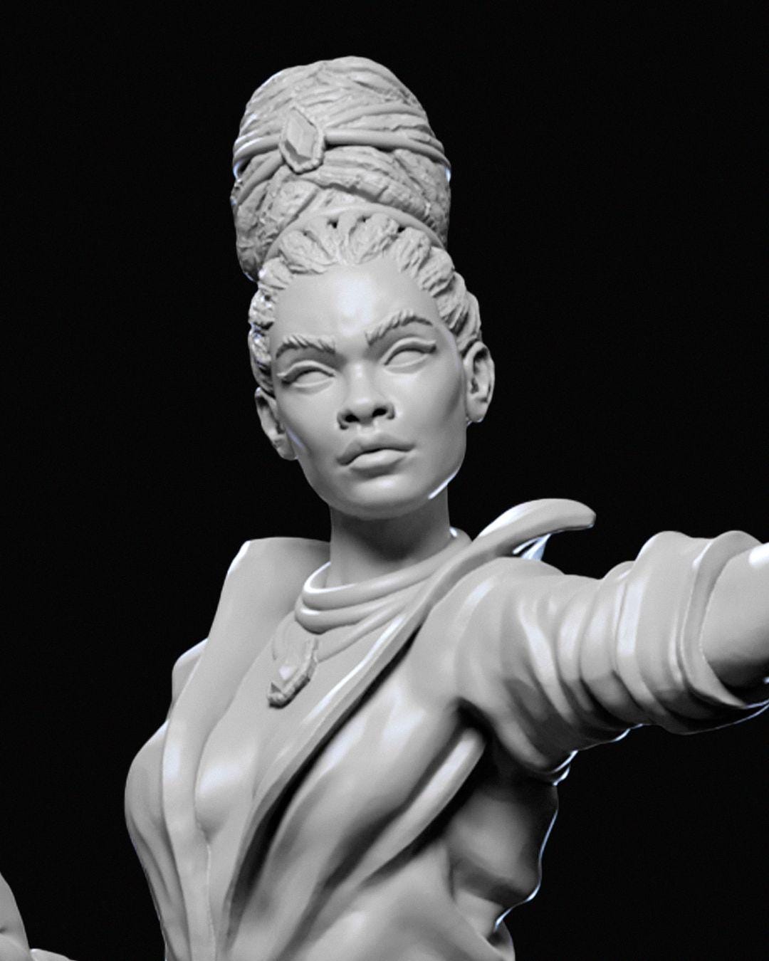 Maileen Trivana Miniature Unpainted | 3D Printed Fantasy Sorceress or Mage Model | DnD Female Spellcaster Figure | Resin Miniature UK