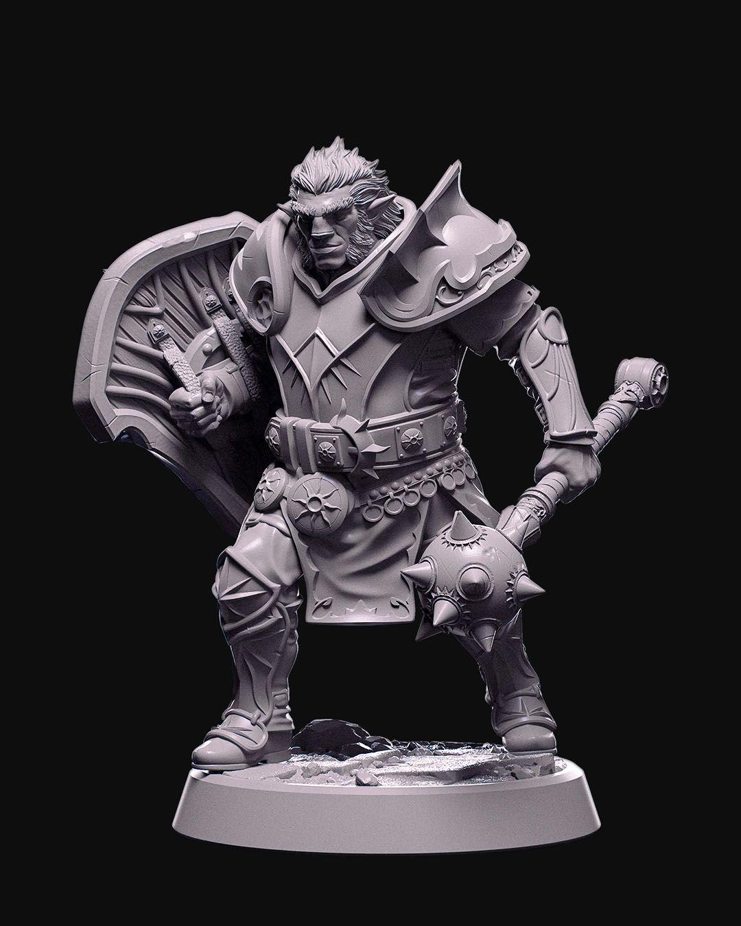 Oloven Sunpride Miniature Unpainted | 3D Printed Fantasy Paladin Model | DnD Hero or Villain Mini | Resin & PLA Paintable Figure UK