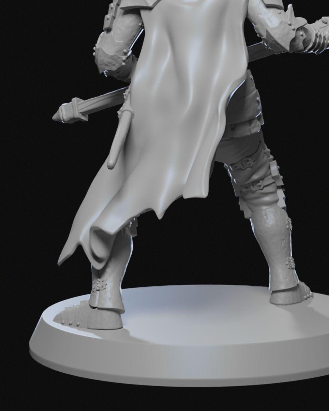 Ravenhold Knight Miniature Unpainted | 3D Printed Fantasy Armoured Warrior | DnD Hero Figure | Resin & PLA Paintable Miniature UK