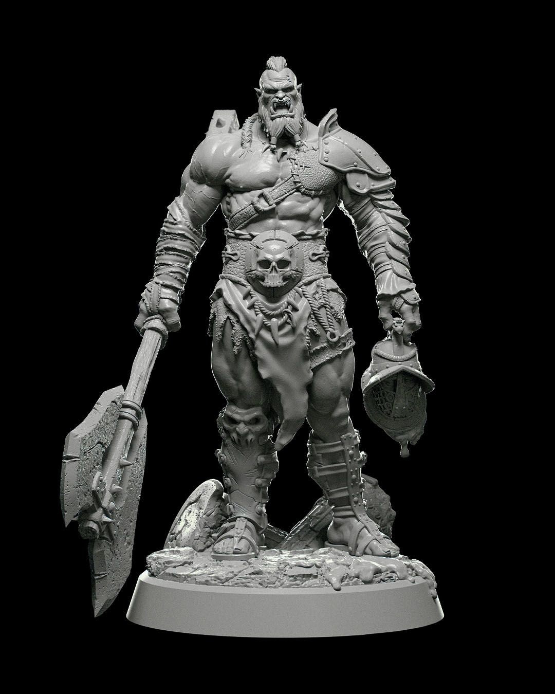 🪓 Kurk the Obliterator – 3D Printed Resin Fantasy Miniature (Unpainted, Multiple Sizes)