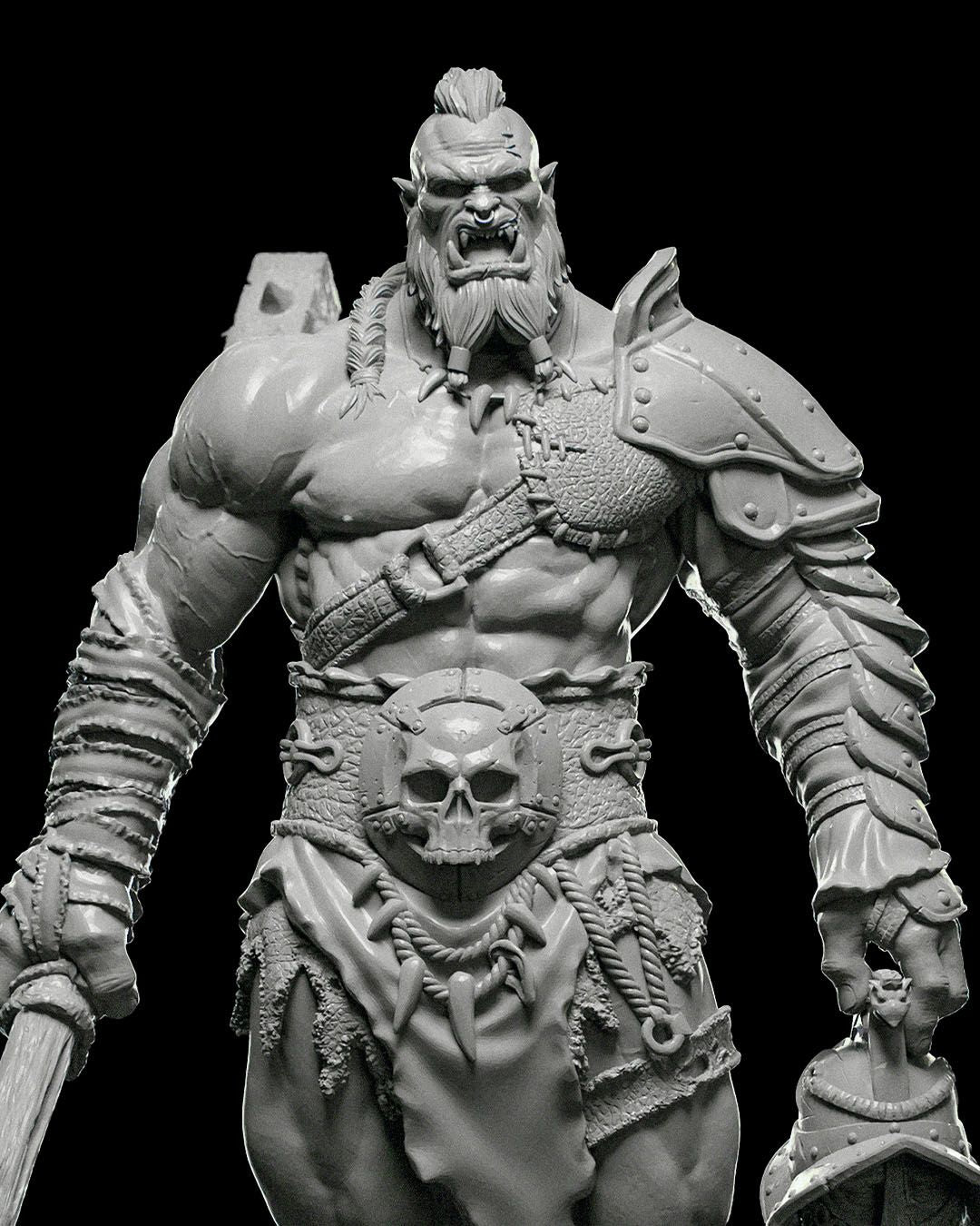 🪓 Kurk the Obliterator – 3D Printed Resin Fantasy Miniature (Unpainted, Multiple Sizes)