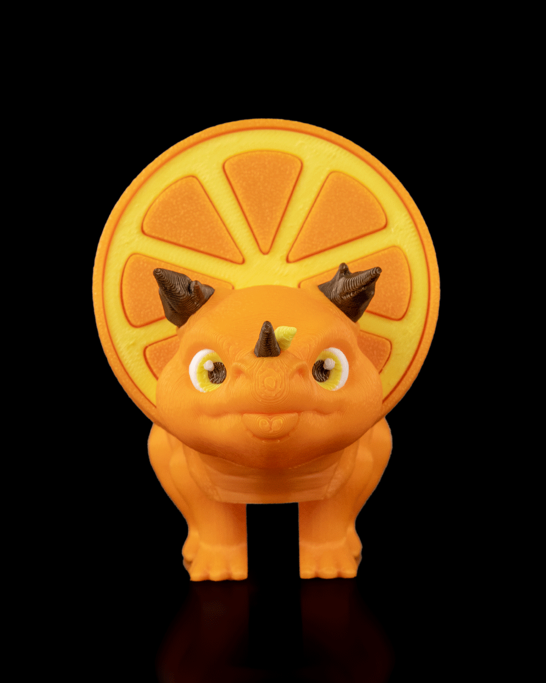 Orange Sliceratops – 3D Printed Dinosaur Fruit Desk Decor