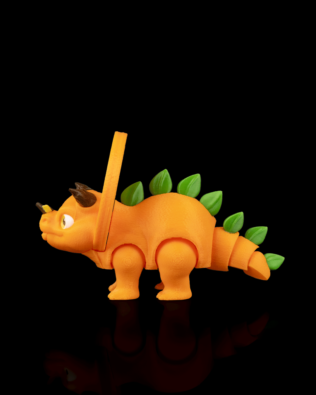 Orange Sliceratops – 3D Printed Dinosaur Fruit Desk Decor