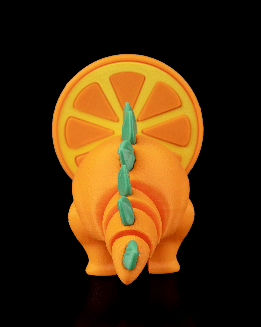 Orange Sliceratops – 3D Printed Dinosaur Fruit Desk Decor