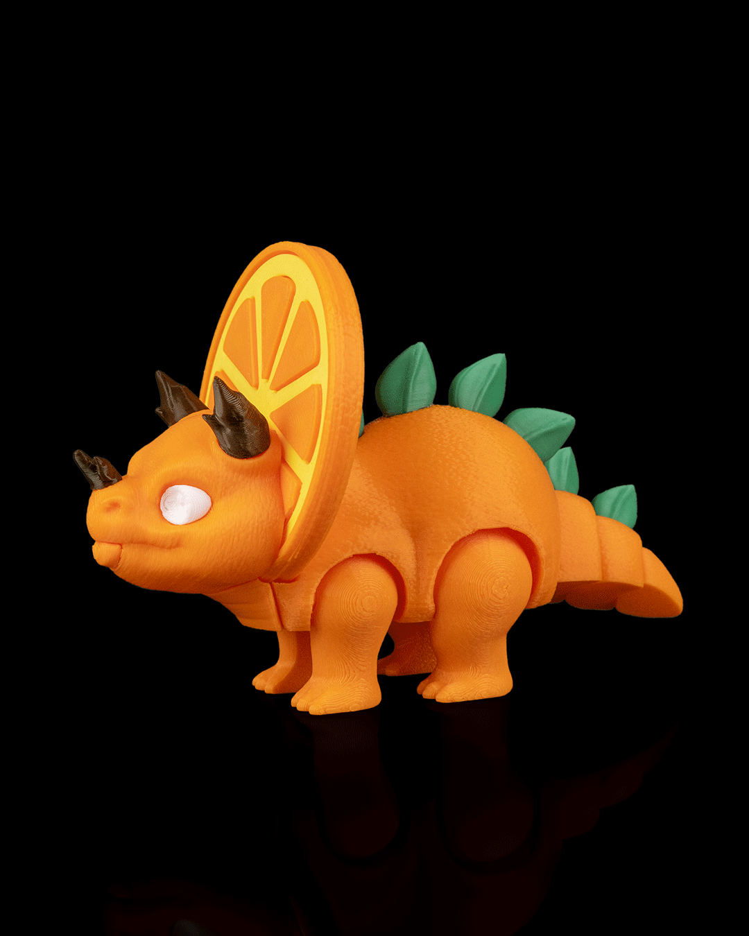 Orange Sliceratops – 3D Printed Dinosaur Fruit Desk Decor
