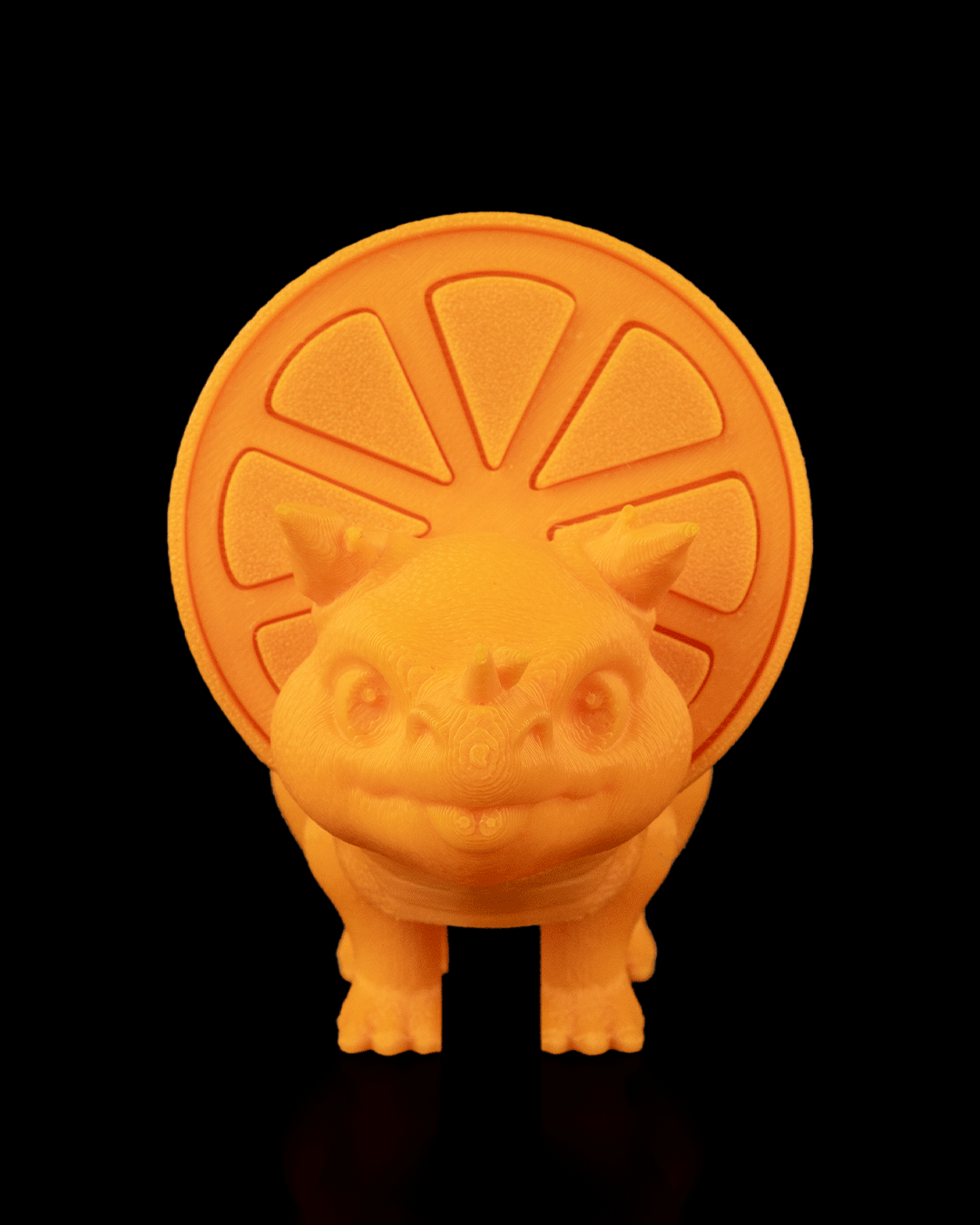 Orange Sliceratops – 3D Printed Dinosaur Fruit Desk Decor
