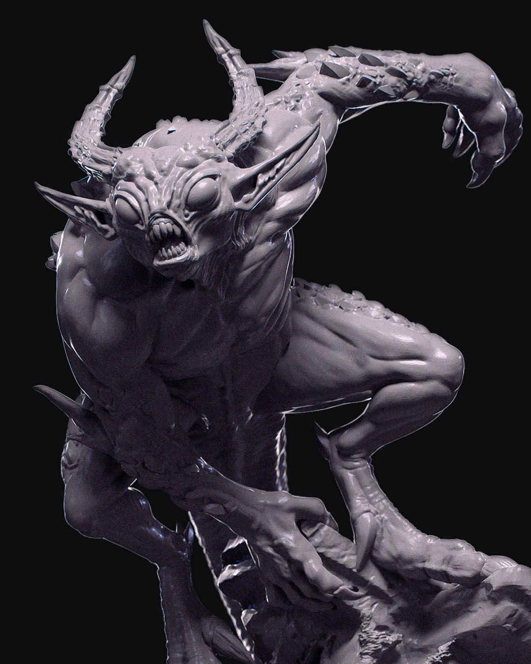 Demon Minion Miniature Unpainted | 3D Printed Fantasy Monster Figure | DnD Fiend Enemy | Resin & PLA Tabletop Miniature for Painting