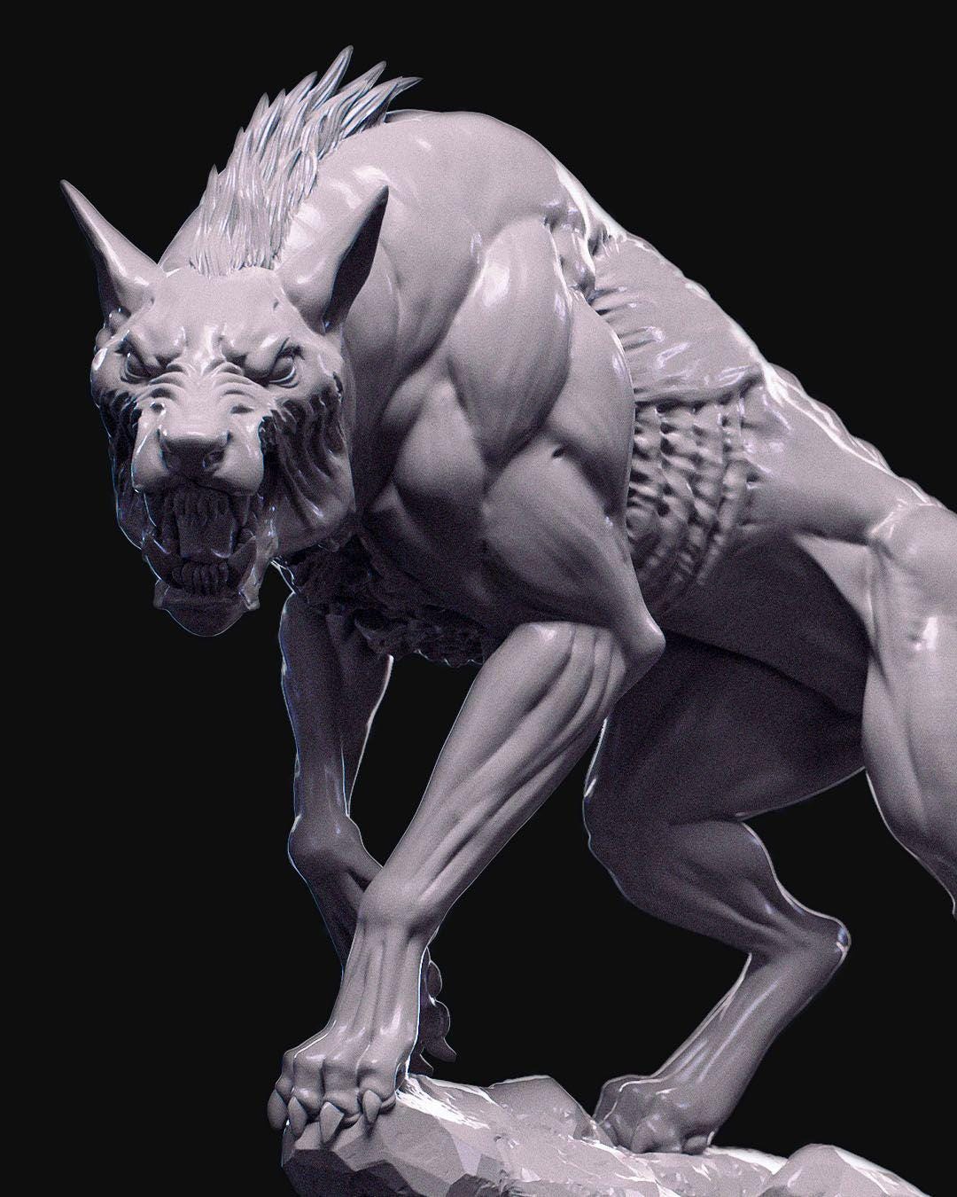 Hellhound Miniature Unpainted | 3D Printed Demon Dog Model for DnD or Tabletop | Paintable Fantasy Creature | Resin & PLA Miniature UK