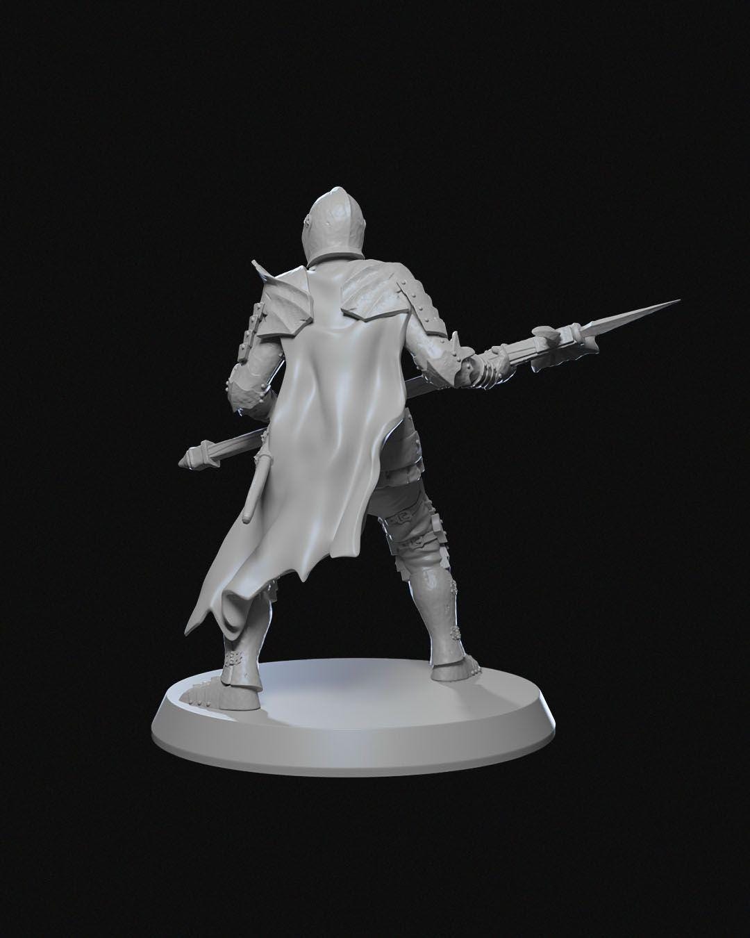 Ravenhold Knight Miniature Unpainted | 3D Printed Fantasy Armoured Warrior | DnD Hero Figure | Resin & PLA Paintable Miniature UK