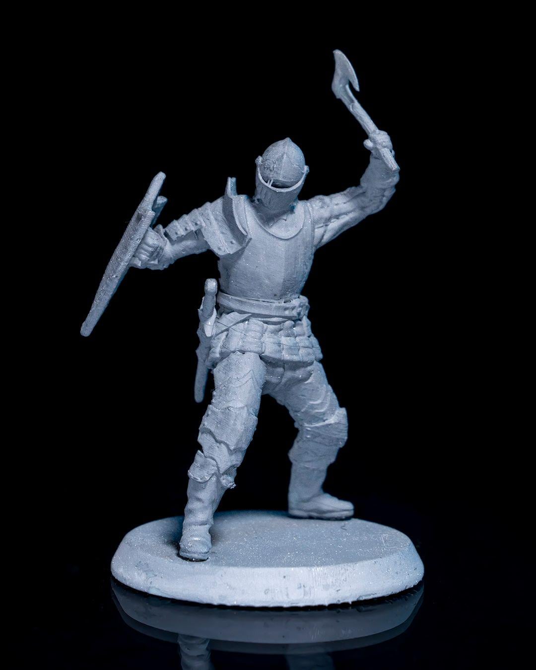 Ravenhold Guard Miniature 02 Unpainted | 3D Printed Fantasy City Guard Model | DnD Soldier or NPC Figure | Resin & PLA Miniature UK