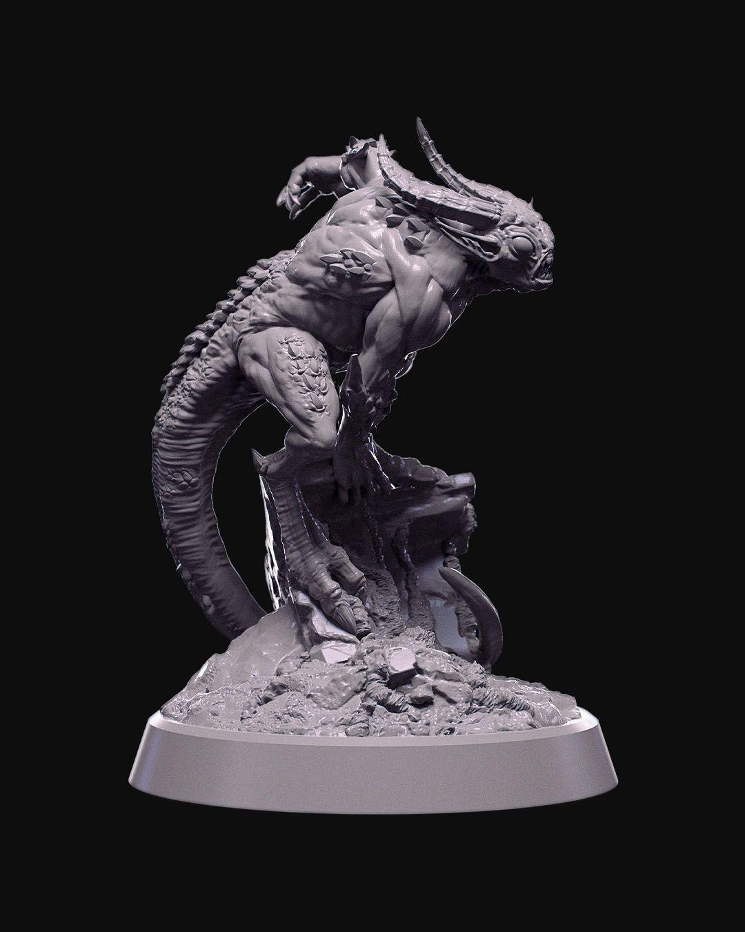Demon Minion Miniature Unpainted | 3D Printed Fantasy Monster Figure | DnD Fiend Enemy | Resin & PLA Tabletop Miniature for Painting