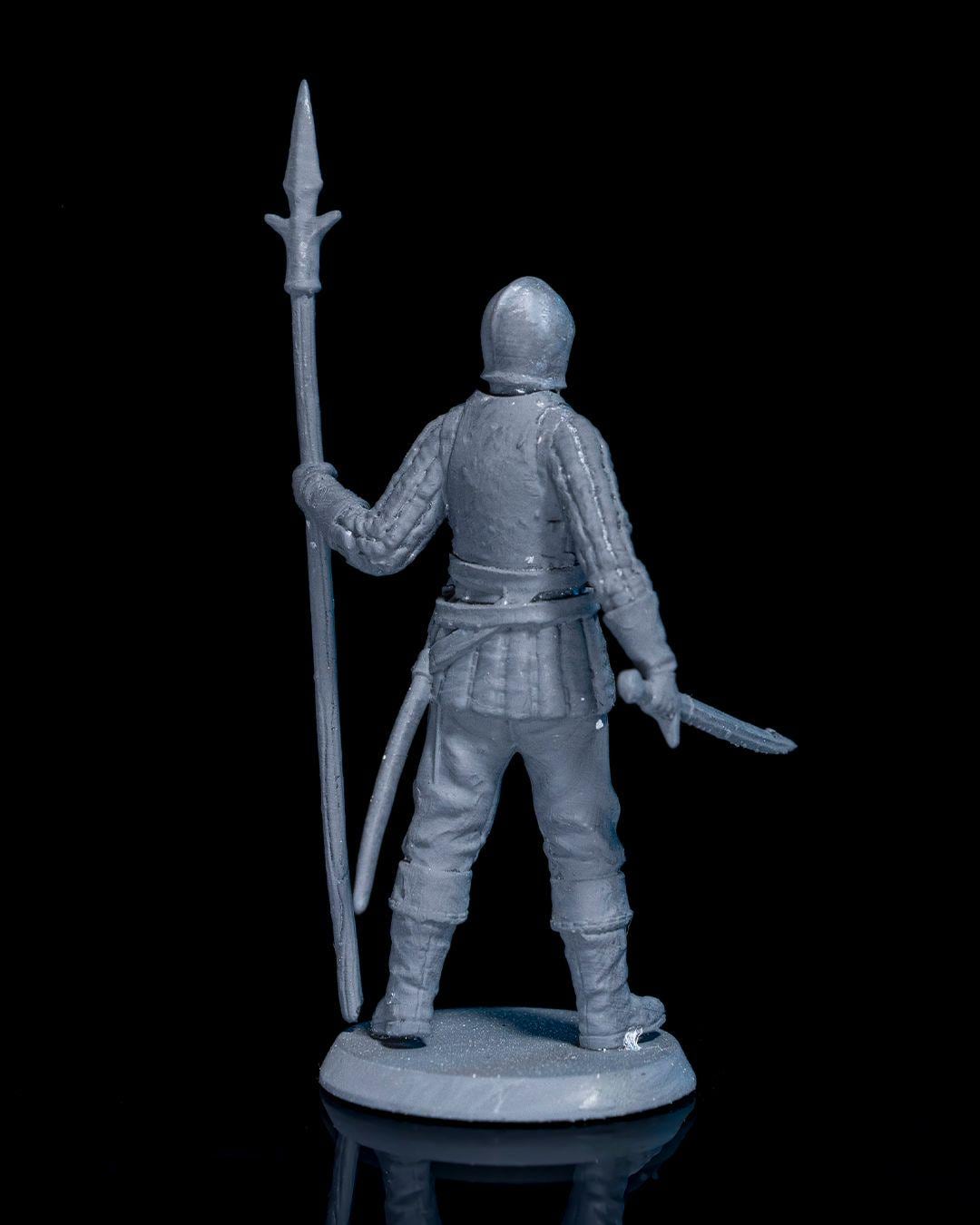 Ravenhold Infantry Miniature Unpainted | 3D Printed Fantasy Foot Soldier Model | DnD Guard or Fighter NPC | Resin & PLA Miniature UK