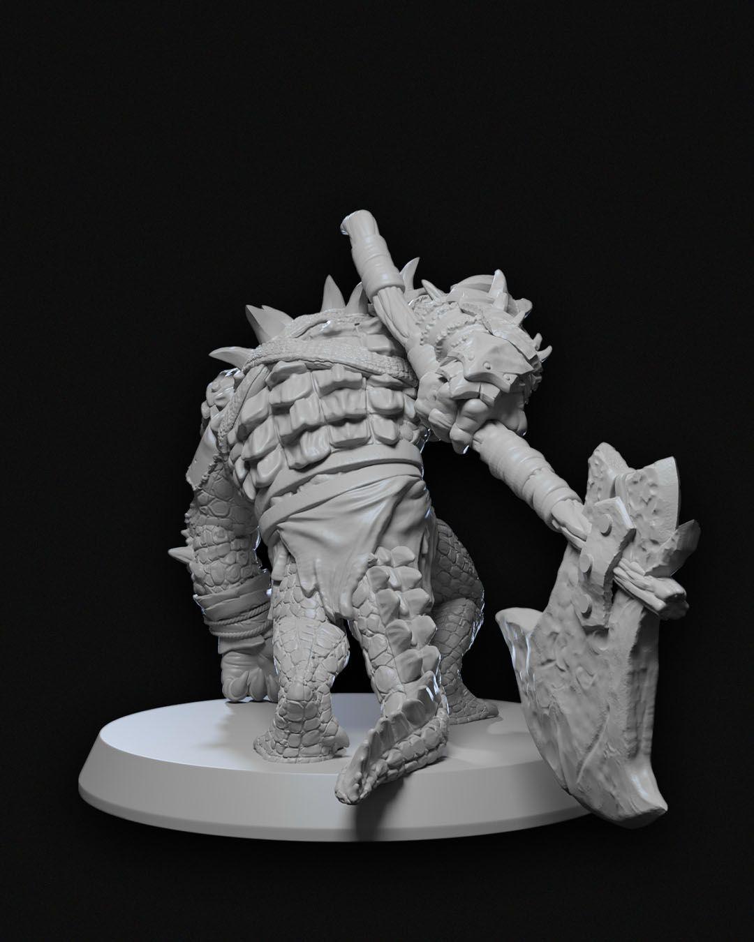 Arak Chief Miniature Unpainted | 3D Printed Reptilian Tribal Leader Model | DnD Lizardfolk Boss Figure | Resin & PLA Miniature UK