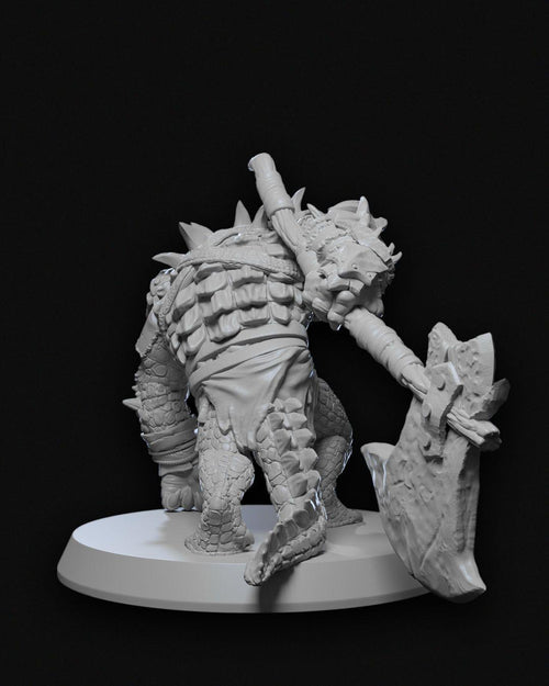Arak Chief Miniature Unpainted | 3D Printed Reptilian Tribal Leader Model | DnD Lizardfolk Boss Figure | Resin & PLA Miniature UK